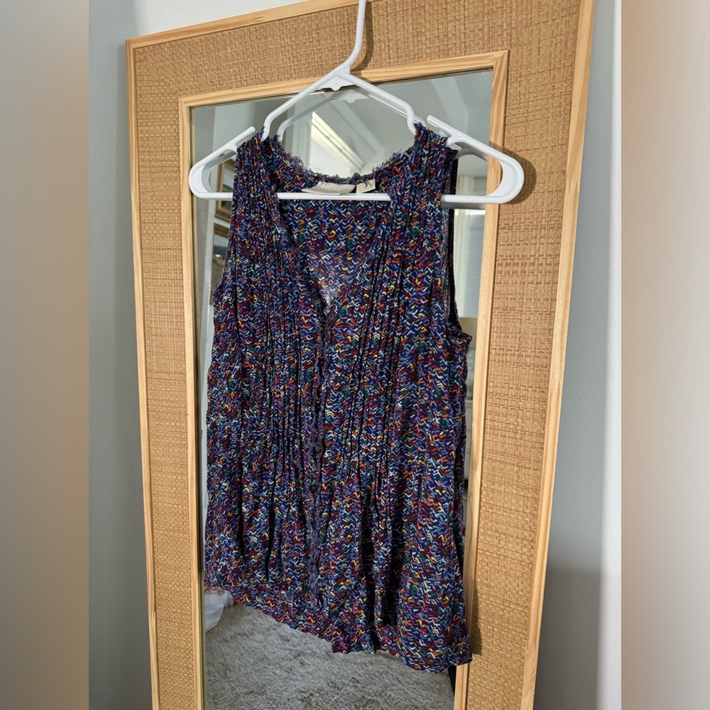 Anthropologie Maeve tank top / strapless blouse with multi colored design